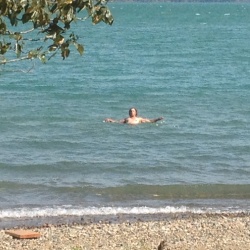 Our President taking a swim in Harrison Lake